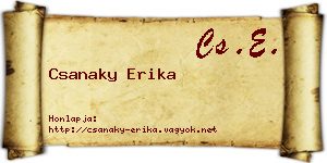 Csanaky Erika névjegykártya